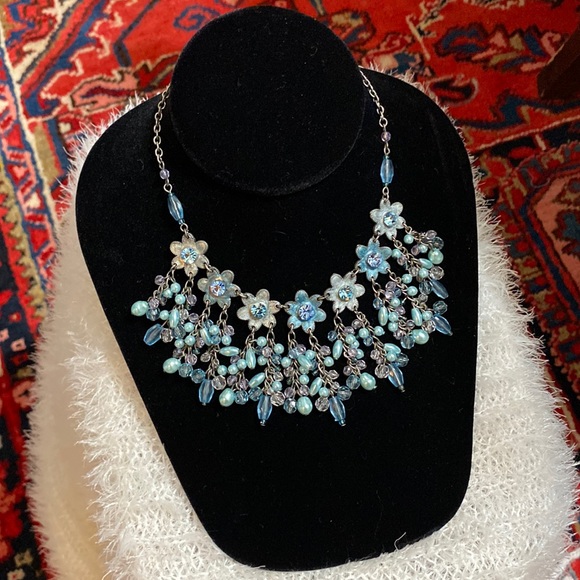 Blue Rhinestone Necklace - Picture 1 of 3
